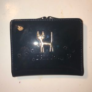 Black shiny cat wallet and coin purse
